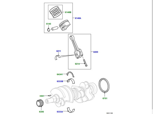 Crankshaft Pistons & Flywheel